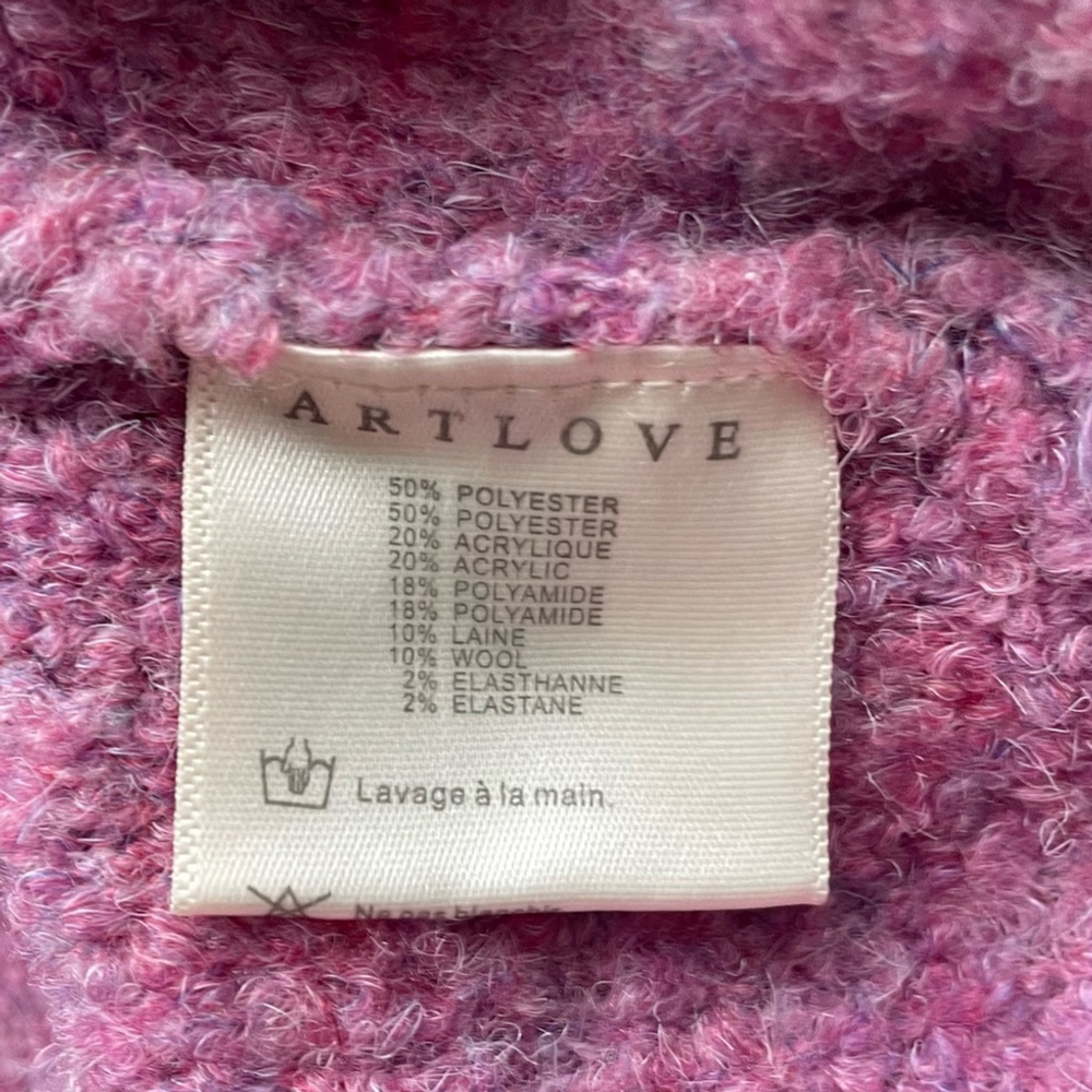 Artlove Paris Pink Fluffy Sweater XL Textured Knit Round Neck - Picture 7 of 7
